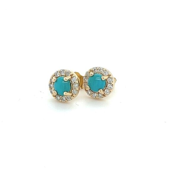 Natural Turquoise Diamond Earrings 14k Gold 0.65 TCW Certified $1,590 217840 - Picture 8 of 11